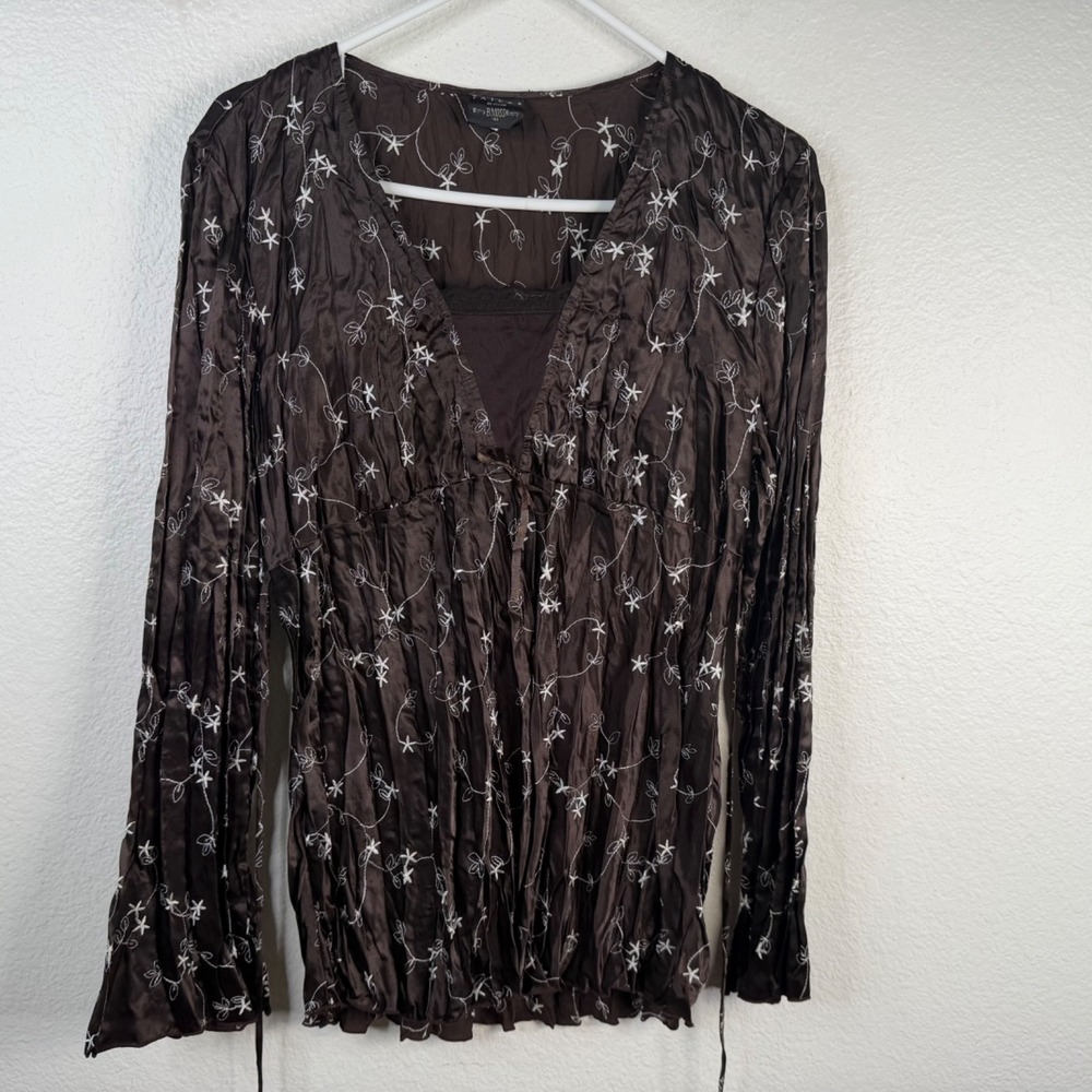 Vtg Tailor B Moss Women's Top Brown Sz L Y2K Babydoll Whimsigoth Fairy Grunge